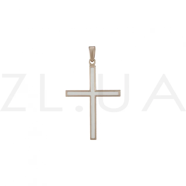 Крест с минималистичный дизайн с белой эмалью 
