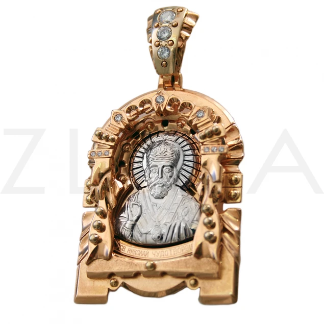 Ікона Микола Чудотворець з камінням (арка)