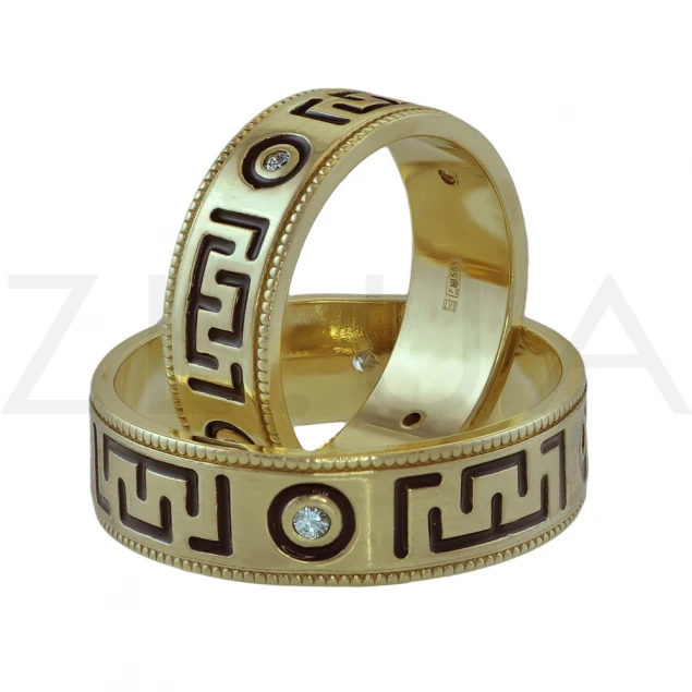 Кольца "Греческий орнамент" с эмалью Photo-1