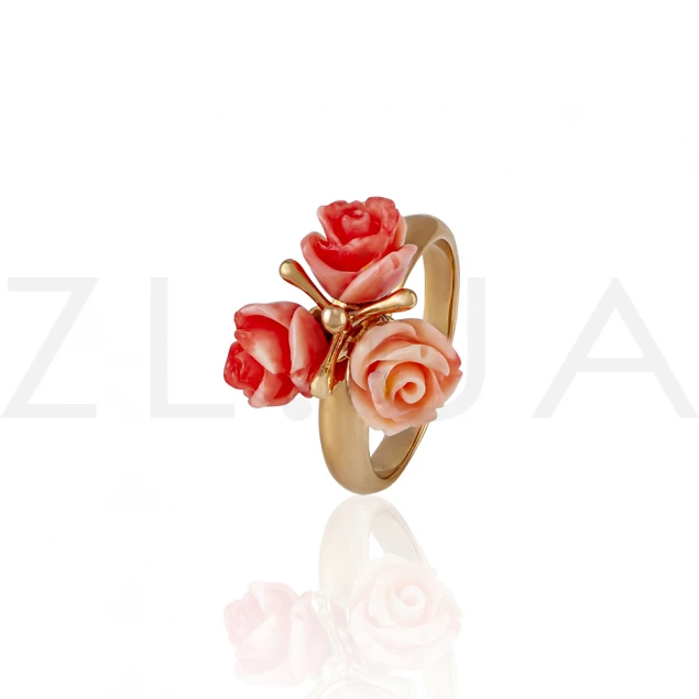 Золотое кольцо с розовыми розами