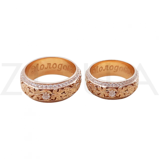 Обручальное кольцо "Лоза" в красном золоте Photo-5