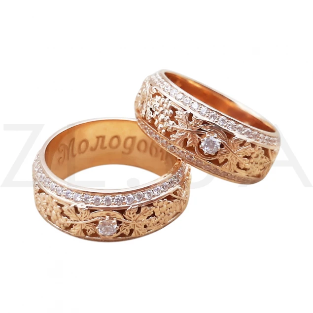 Обручальное кольцо "Лоза" в красном золоте Photo-1