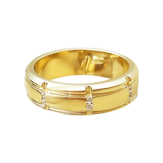 Обручальное кольцо "Звездная любовь" в лимонном золоте