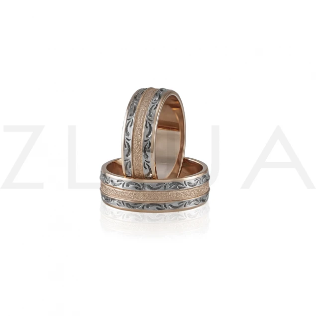 Обручальные кольца с орнаментом и алмазкой Photo-2