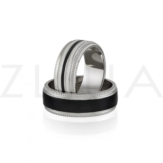 Обручальные кольца с черной эмалью Photo-1