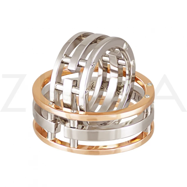 Обручальное кольцо "Половинки" в белом золоте Photo-3