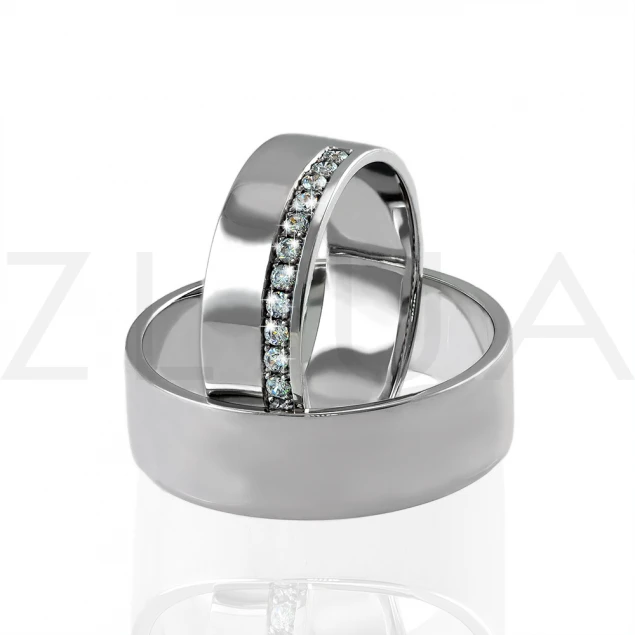 Обручальные кольца "Лунная дорожка" с камнями Photo-2