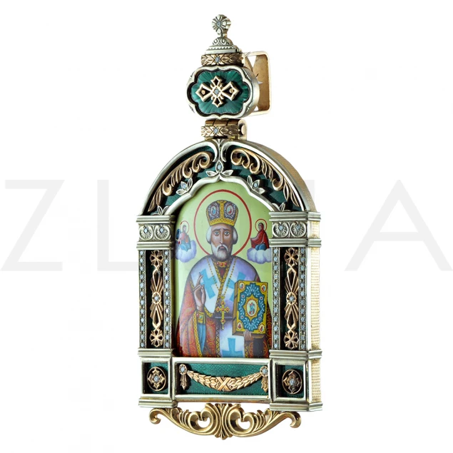 Икона "Николай Чудотворец" с эмалью(арка) Photo-1