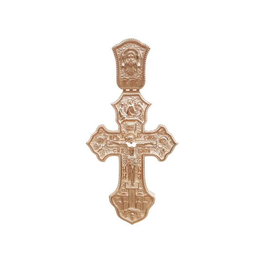 Хрест з янголом охоронцем в червоному золоті