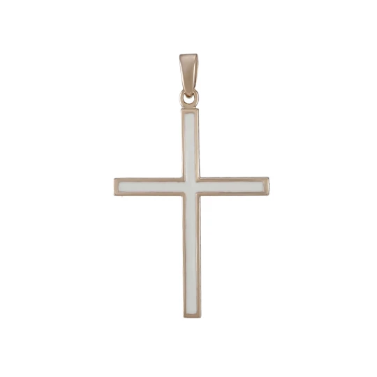 Крестик с белой эмалью