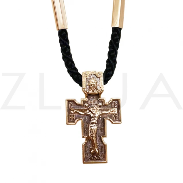 Крест с ликами святых с красного золота Photo-2