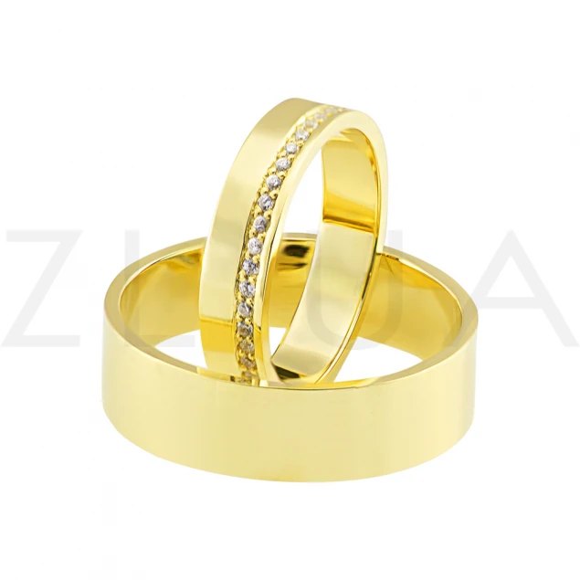 Обручальное кольцо "Солнечная классика" с бриллиантами Photo-2