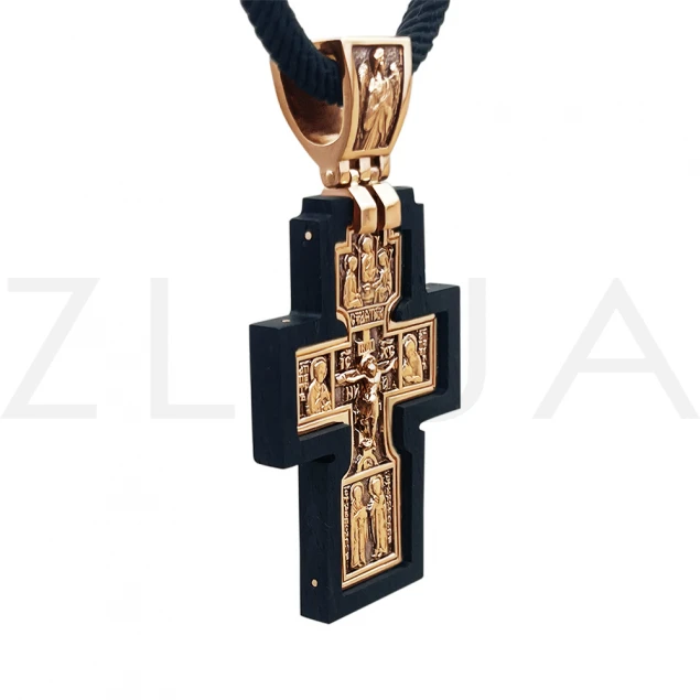 Крест на деревянной основе с ликами святых Photo-1