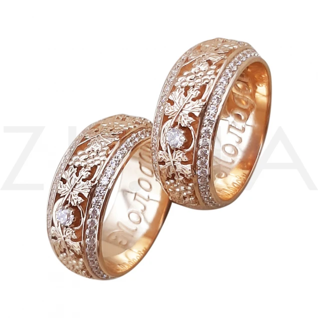 Обручальное кольцо "Лоза" в красном золоте Photo-3