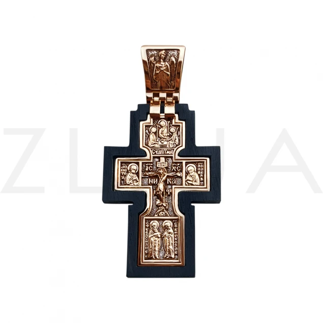 Крест на деревянной основе с ликами святых