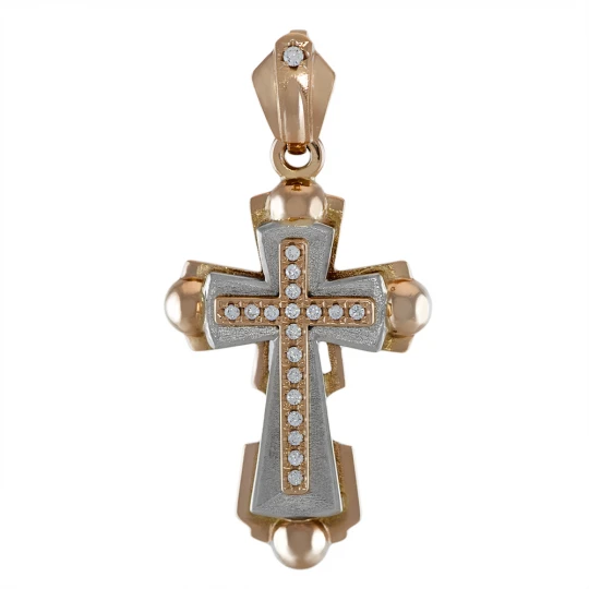 Хрест із накладкою з білого золота без Розп