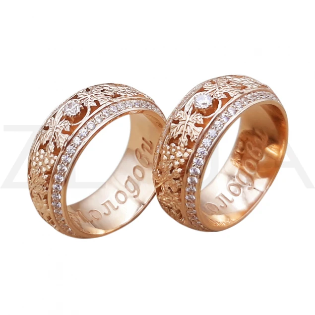 Обручальное кольцо "Лоза" в красном золоте Photo-4