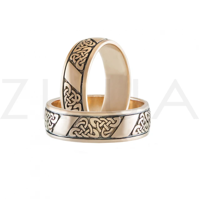 Обручальные кольца "Трикветр" с эмалью Photo-2