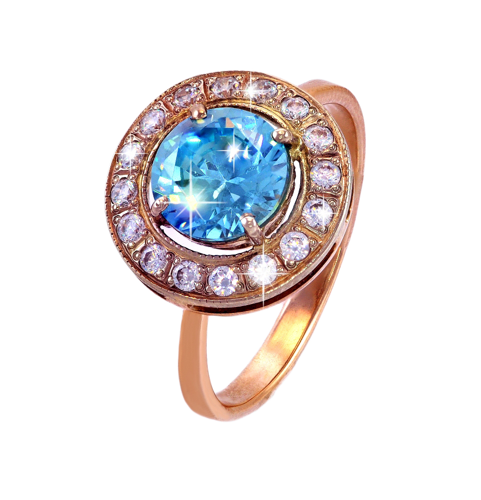 Кольцо "Голубая Планета" с топазом и бриллиантами