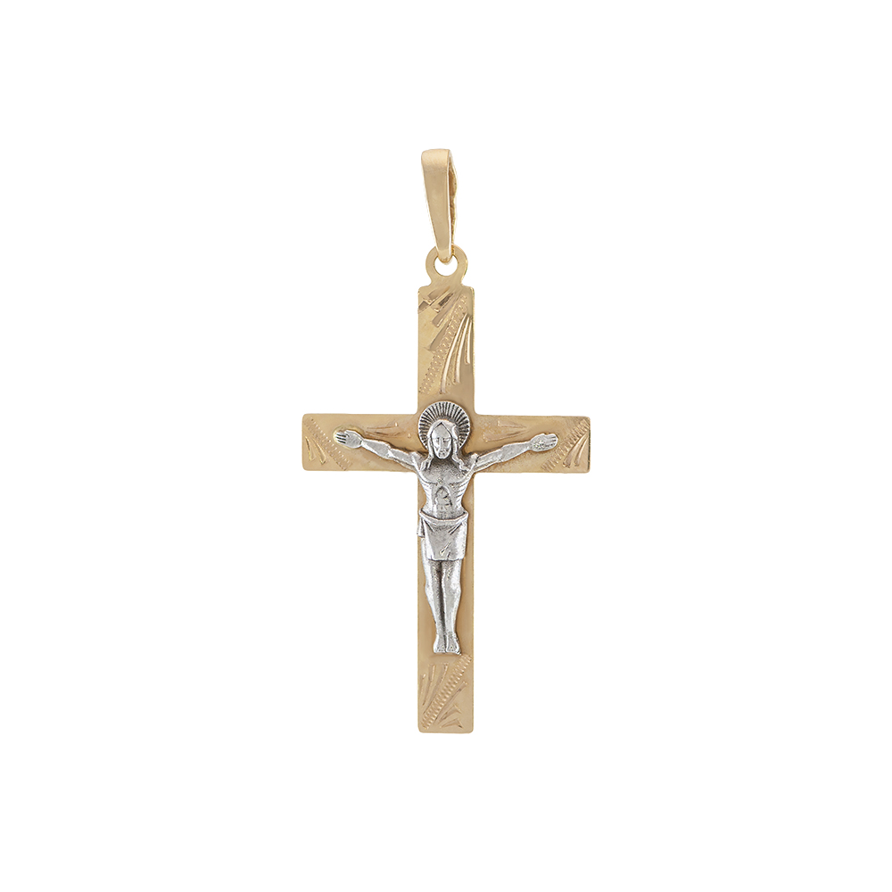 Крест прямой с Распятием с алмазной обработкой